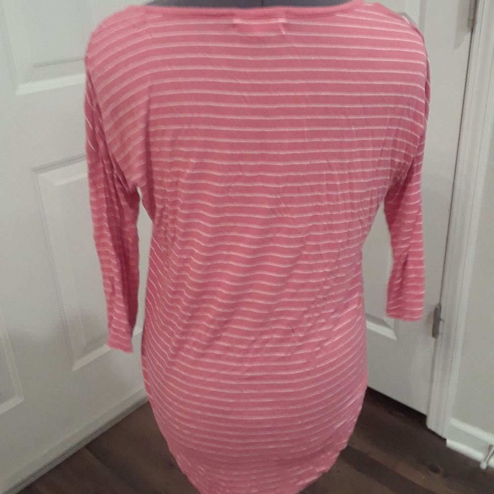 Pink‎ 3/4 Length Striped Top - Picture 4 of 5
